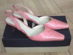 Ann Taylor Aimee pink snake print calf leather sling back shoes 7 m