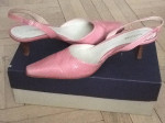 Ann Taylor Aimee pink snake print calf leather sling back shoes 7 m