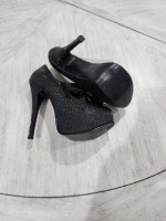 BORDELLO Black glitter shoes size 6