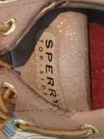 Sperry Top Sider Brown Gold Leather Dock Boat Shoes Size 5.5M Women's
