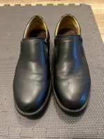 Sketchers black leather dress shoes/loafers size 9.5