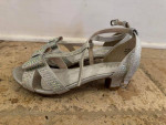 Girls silver sparkle dress shoes with heel size 2