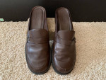 Brown Aerosoles "Sweet Clean" Slip-on Leather 7.5M Mule Heeled Shoes