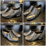 Six pairs of black work shoes
