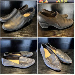 Six pairs of black work shoes