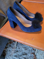 Anthropologie Blue suede shoes sz 7 medium