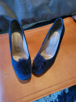 Anthropologie Blue suede shoes sz 7 medium