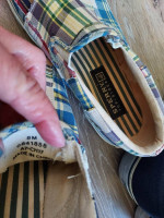 SPERRY TOP-SIDER SLIP ON MADRAS PATCHWORK BOAT SHOES - Size 8 M - EXC