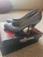 Silver Glitter High Heel Shoes