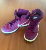 Nike Dunk High Leopard Burgundy Lace Up Sneaker Shoes Women