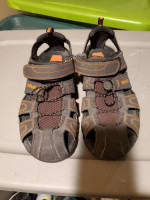TEVA WATER SANDALS BROWN/ORANGE SHOC PAD BUNGEE SHOES SIZE 9 PRE-OWNED