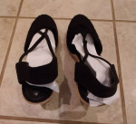 Womens Size 8 Black Wedgie Sandals -- Shoes by Kelly and Katies