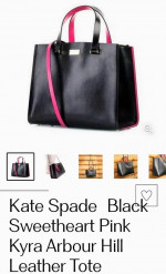 Kate Spade Black Sweetheart Pink Leather Tote - Very good Condition,