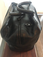 Bottega Veneta black leather overnight bag