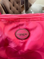 COACH Fuchsia XL Signature Nylon Getaway Packable Weekender Tote Bag N
