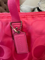 COACH Fuchsia XL Signature Nylon Getaway Packable Weekender Tote Bag N