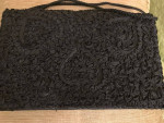Black Curly Fabric Design Evening Bag with 25" Shoulder Strap