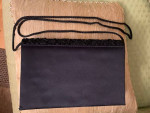 Black Curly Fabric Design Evening Bag with 25" Shoulder Strap