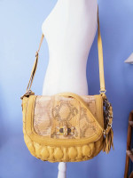 NWOT Chi by Carlos Falchi Lambskin and Snakeskin Shoulder Bag