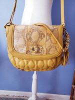 NWOT Chi by Carlos Falchi Lambskin and Snakeskin Shoulder Bag