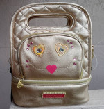 BETSEY JOHNSON TOP-HANDLE Gold Cutie-Face Lunch Tote Bag BRAND NEW!