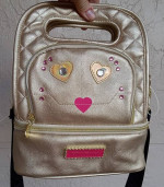 BETSEY JOHNSON TOP-HANDLE Gold Cutie-Face Lunch Tote Bag BRAND NEW!