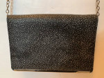 Halogen Black Cross-Grain Leather Chain X-Body Bag Purse Clutch