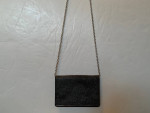 Halogen Black Cross-Grain Leather Chain X-Body Bag Purse Clutch
