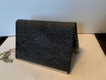 Halogen Black Cross-Grain Leather Chain X-Body Bag Purse Clutch