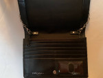 Halogen Black Cross-Grain Leather Chain X-Body Bag Purse Clutch