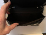 Halogen Black Cross-Grain Leather Chain X-Body Bag Purse Clutch