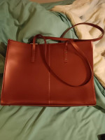 Wilsons Leather Icon Tote. Red Wine Colored.