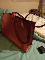 Wilsons Leather Icon Tote. Red Wine Colored.