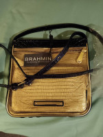 Brahmin Shoulder bag/Purse. Gold with Black Trim.
