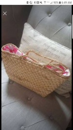 Pink Polka Dot Straw Bag