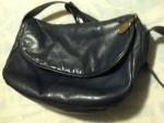 Vintage LEATHER SHOULDER BAG - Very Dark Navy Blue