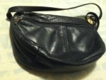 Vintage LEATHER SHOULDER BAG - Very Dark Navy Blue