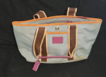 Coach Light Blue, White, Purple & Tan Nylon & Leather Bag