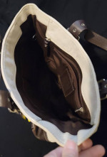 Vintage Coach Brown & Off-White Leather Bag