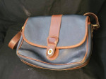 Vintage Dark Blue and Brown Coach Leather Bag