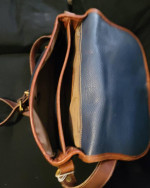 Vintage Dark Blue and Brown Coach Leather Bag