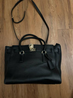 MICHAEL KORS HAMILTON TRAVELER BLACK LEATHER SATCHEL HANDBAG Shoulder bag