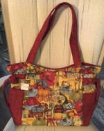 Beautifully Handcrafted Sewing Design Tote Bag - Magnetic Snap Closure