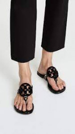 NEW TORY BURCH MILLER SANDAL, LEATHER, BLACK, SIZE 6.5, W/DUST BAG