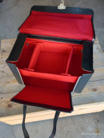 Medium Size Black Sample Bag-Size 15"W 7"D 10" Tall-Red Inside-NICE