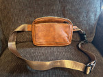 FAUX BROWN PEBBLED LEATHER BELT FANNY PACK CROSSBODY BAG