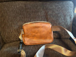 FAUX BROWN PEBBLED LEATHER BELT FANNY PACK CROSSBODY BAG