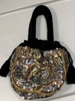 REDUCED! Brand New! Beaded Evening Bag with Velvet or Shoulder Strap