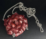 Brighton Roselie Italian Leather Rose Flower Shoulder Clutch Bag Purse