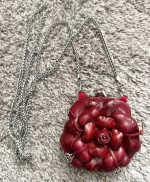 Brighton Roselie Italian Leather Rose Flower Shoulder Clutch Bag Purse